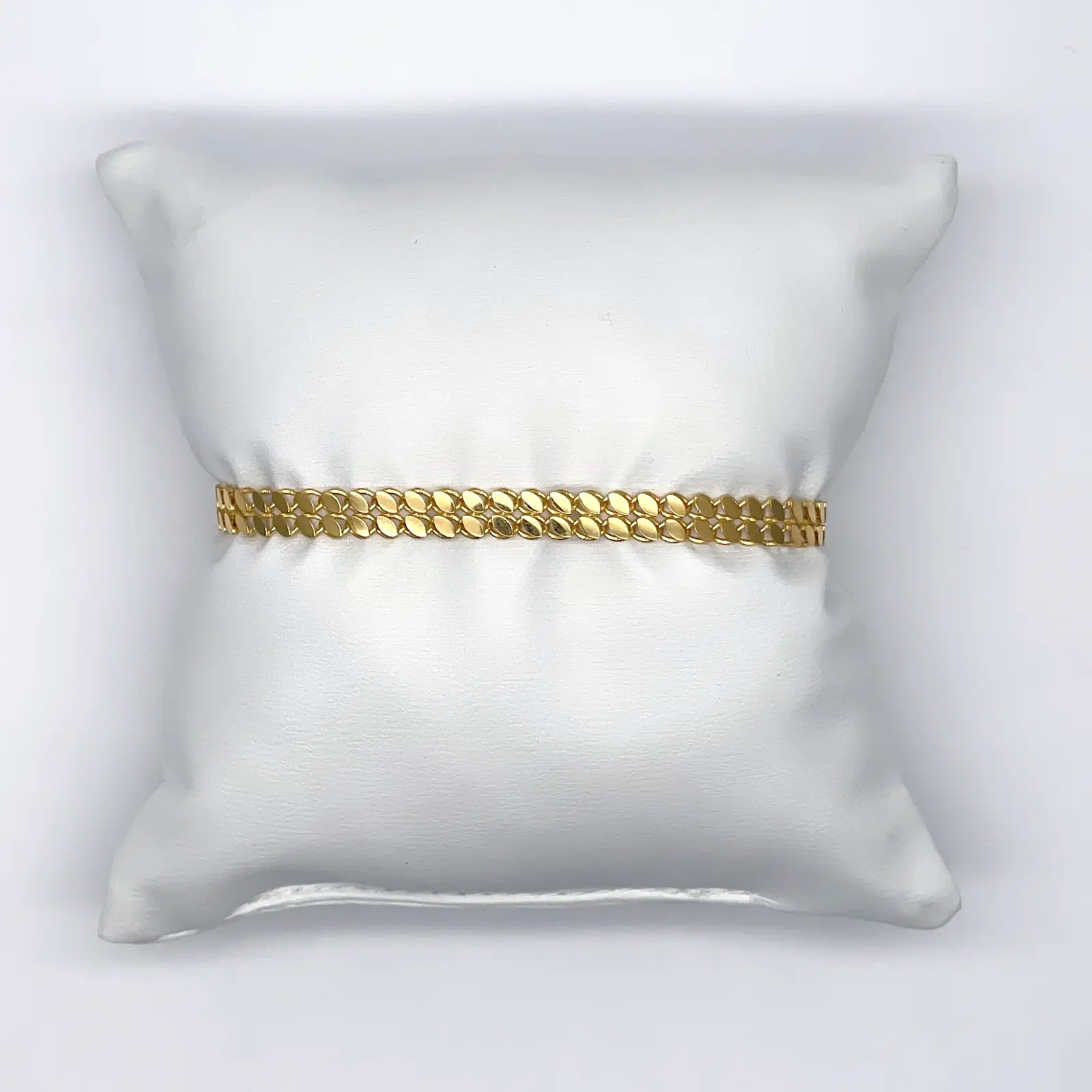 22ct Yellow Gold Double Row Flat High Polished Bracelet 7'' inches 5mm 