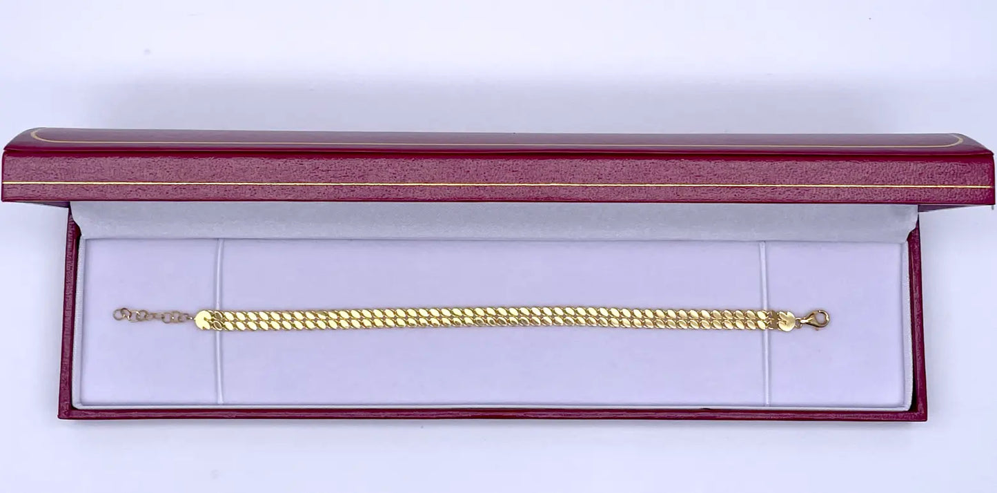 22ct Yellow Gold Double Row Flat High Polished Bracelet 7'' inches 5mm 