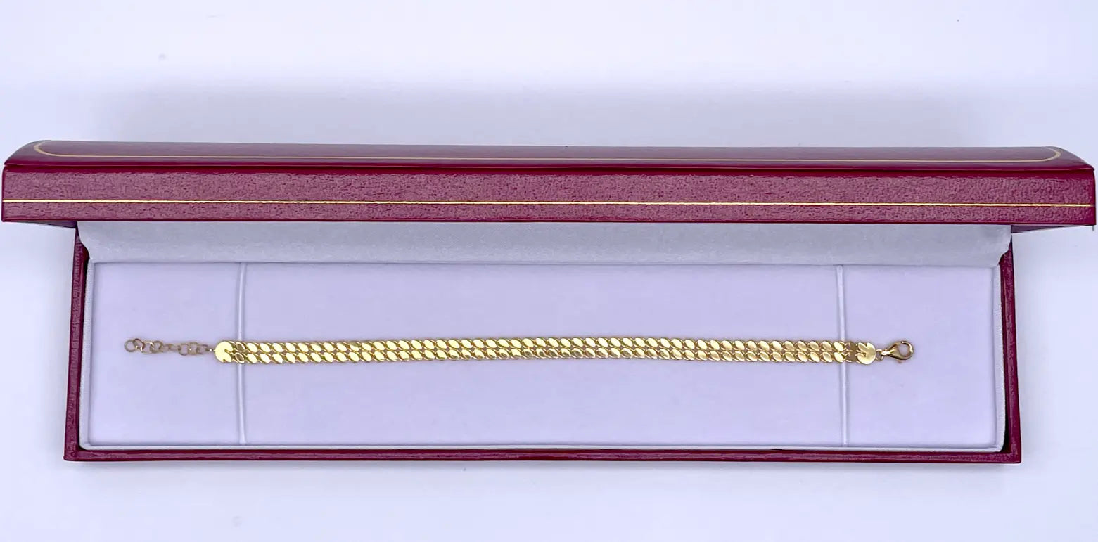 22ct Yellow Gold Double Row Flat High Polished Bracelet 7'' inches 5mm 