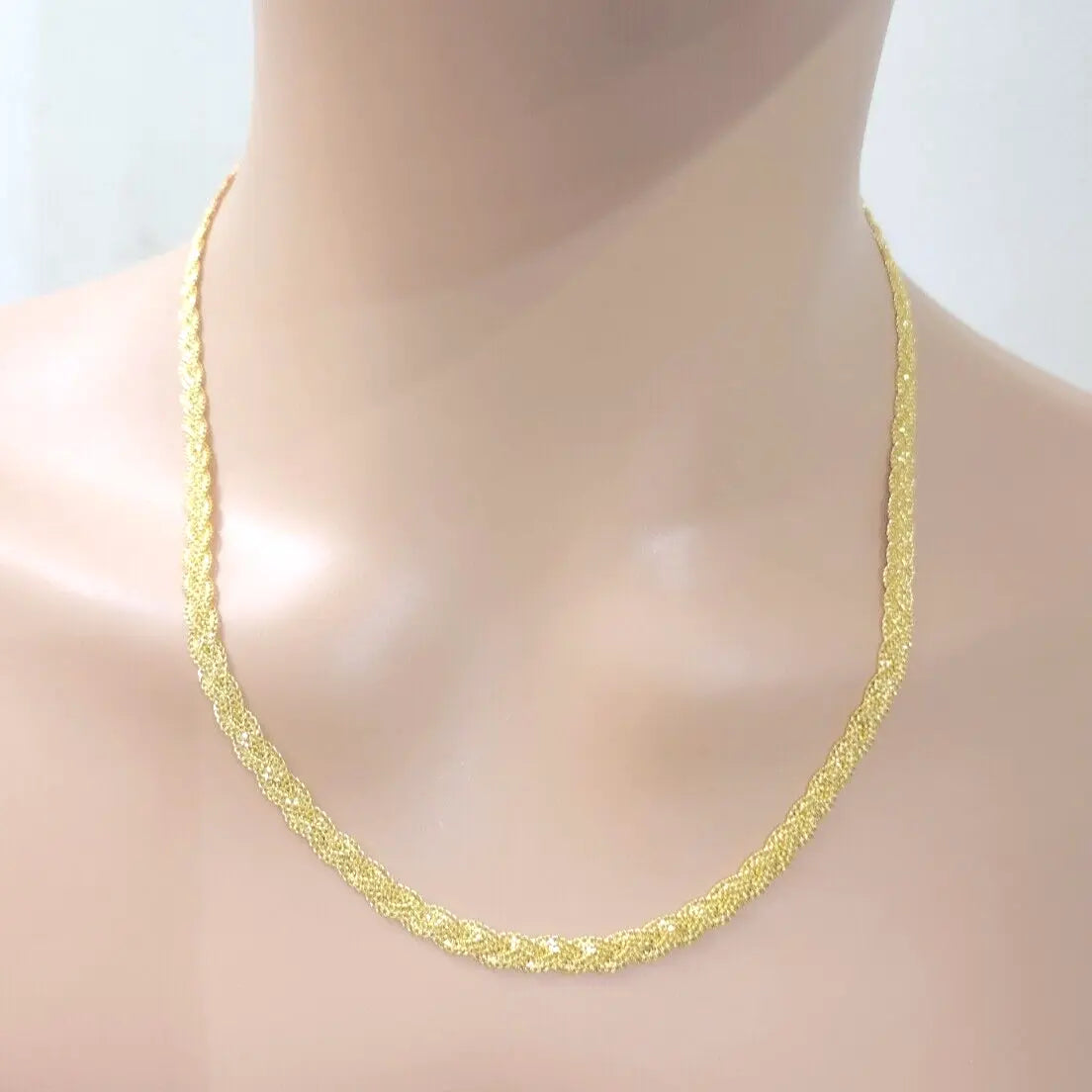 22ct Yellow Gold Filigree Braided Fox Necklace 20"inches 4.8mm Width 
