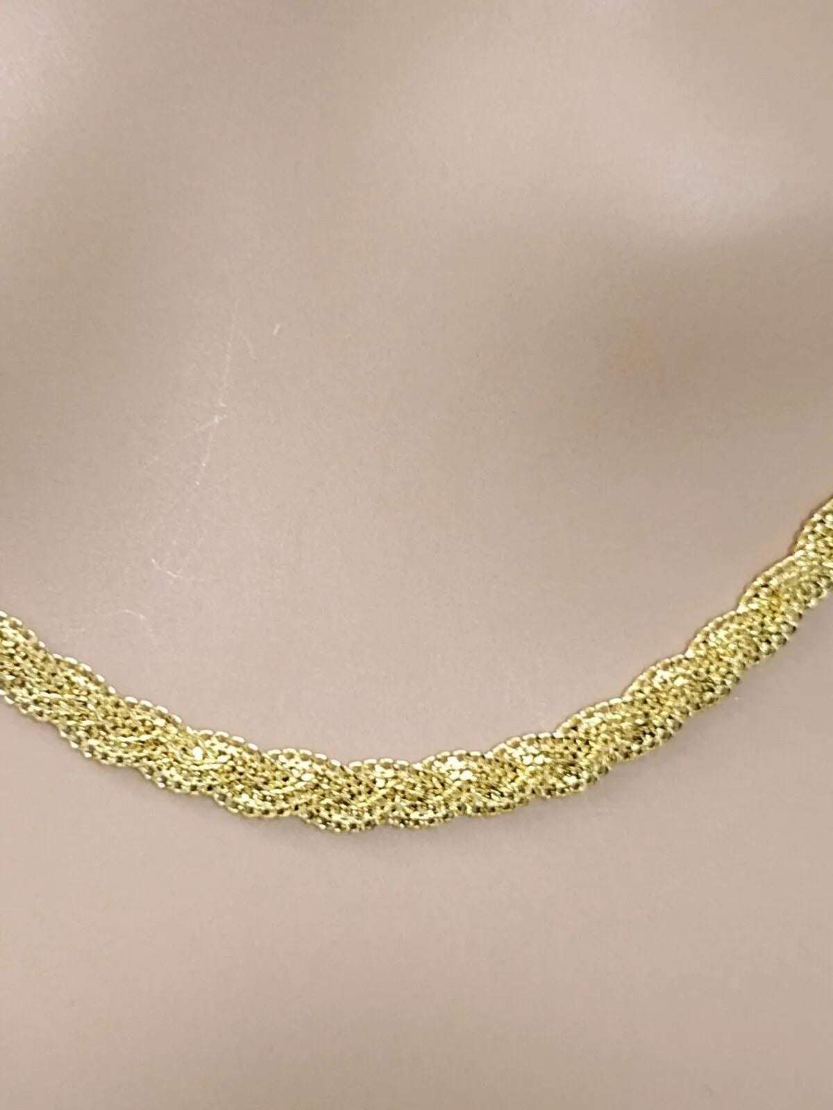 22ct Yellow Gold Filigree Braided Fox Necklace 20"inches 4.8mm Width 
