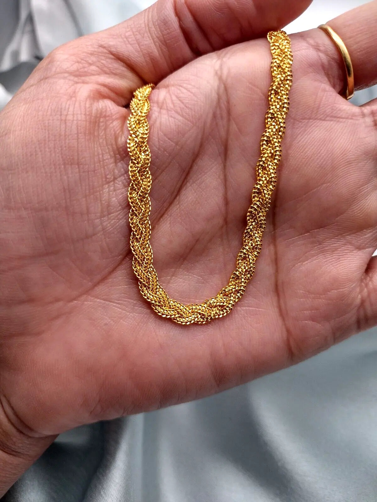 22ct Yellow Gold Filigree Braided Fox Necklace 20"inches 4.8mm Width 