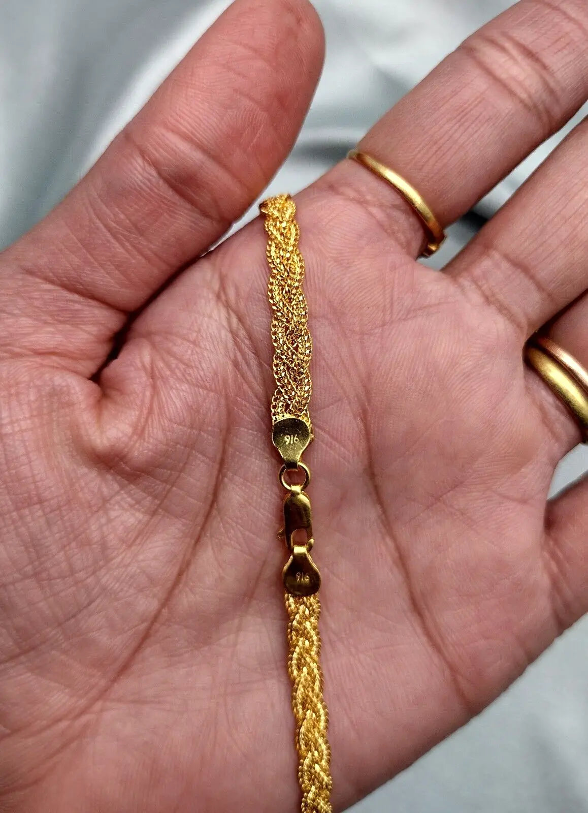 22ct Yellow Gold Filigree Braided Fox Necklace 20"inches 4.8mm Width 