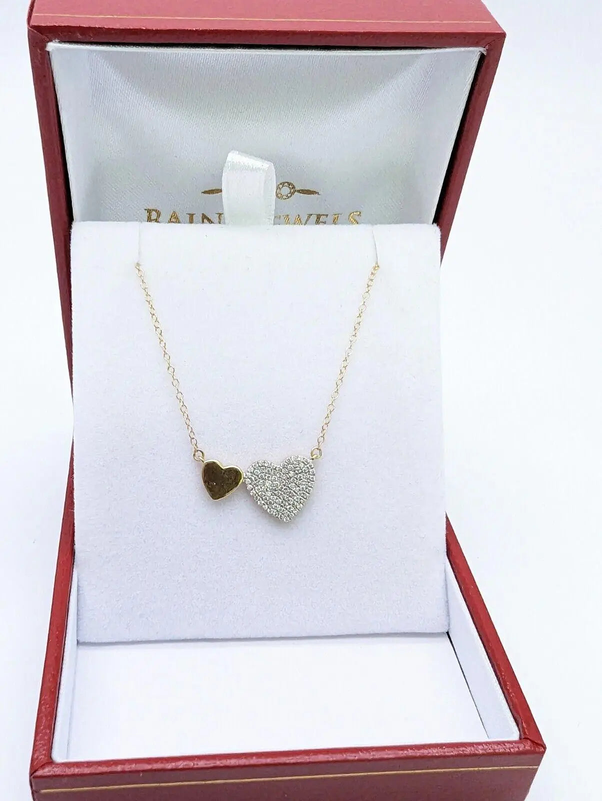 9ct / 9K Yellow Gold & Natural Diamonds Heart Pendant with 9ct Chain 0.25ct 
